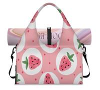 Bolsa deportiva con patrón de fresa para mujeres y hombres, bonita bolsa de viaje de fin de semana con compartimento para zapatos, bolsa de hombro para yoga, gimnasio, viajes, color, L, Organizador de