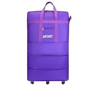 Bolsa Deportiva con Ruedas Bolsa de Equipaje Mano Plegable Oxford Gran Capacidad con Ruedas universales for facturado avión, Bolsa Viaje(Purple 110X48X28)
