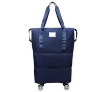 Bolsa Deportiva con Ruedas Bolsa de Viaje Gran Capacidad con Ruedas universales extraíbles y Doble Capa Almacenamiento expandible for Viajes Negocios, Equipaje Mano(Dark Blue)