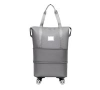 Bolsa Deportiva con Ruedas Bolsa de Viaje Gran Capacidad con Ruedas universales extraíbles y Doble Capa Almacenamiento expandible for Viajes Negocios, Equipaje Mano(Grey)