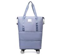 Bolsa Deportiva con Ruedas Bolsa de Viaje Gran Capacidad con Ruedas universales extraíbles y Doble Capa Almacenamiento expandible for Viajes Negocios, Equipaje Mano(Blue)