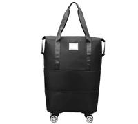 Bolsa Deportiva con Ruedas Bolsa de Viaje Gran Capacidad con Ruedas universales extraíbles y Doble Capa Almacenamiento expandible for Viajes Negocios, Equipaje Mano(Black)