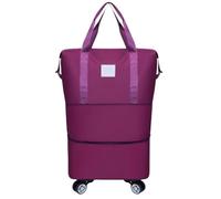 Bolsa Deportiva con Ruedas Práctica Bolsa de Equipaje con Ruedas, expandible y Plegable, separación Ropa Seca húmeda, Resistente al Agua, Viaje(Plum)