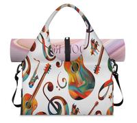Bolsa deportiva con temática de música artística con compartimento para zapatos, bolsa de fin de semana, bolsa de equipaje para gimnasio, yoga, viajes, color, L, Bolsa de viaje