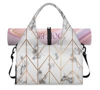 Bolsa deportiva con textura geométrica de mármol para mujeres y hombres, bolsa de viaje de fin de semana de mármol dorado con compartimento para zapatos, bolsa de equipaje para yoga, gimnasio, viajes,