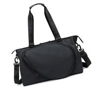 Bolsa deportiva cruzada de gran capacidad con compartimento resistente al agua para gimnasio, equipo de tenis y almacenamiento en seco y húmedo, tela Oxfords práctica bolsa deportiva, Black, Mass