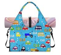 Bolsa deportiva de autobuses con compartimento para zapatos, divertida bolsa de viaje para el fin de semana, para gimnasio, yoga, viajes, color, L, Bolsa de viaje