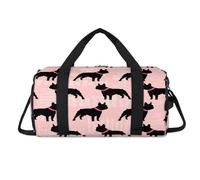 Bolsa deportiva de bulldog francés con compartimento para zapatos, diseño de bulldog de dibujos animados, bolsa de fin de semana, viajes, gimnasio, organizador de equipaje para mujeres, hombres, niños