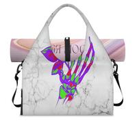 Bolsa deportiva de color rosa con compartimento para zapatos, diseño de calavera de mármol, para fin de semana, para la noche, para gimnasio, yoga, viajes, color, L, Bolsa de viaje