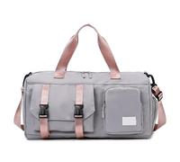 Bolsa deportiva de deporte con compartimento para zapatos, impermeable, ligera, bolsa de viaje para gimnasio, natación, vacaciones, Gris con polvo, 47*25*23cm