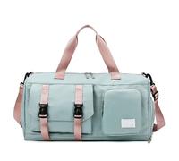 Bolsa deportiva de deporte con compartimento para zapatos, impermeable, ligera, bolsa de viaje para gimnasio, natación, vacaciones, verde con polvo, 47*25*23cm