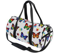 Bolsa deportiva de gimnasio con bolsillo interior para hombres y mujeres | Tela a prueba de desgarros, entrenamiento físico, mariposa de concienciación sobre el autismo
