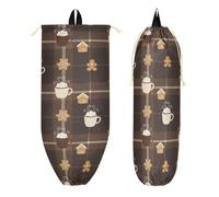 Bolsa deportiva de gimnasio con bolsillos con cremallera, bolsas de natación para hombres, yoga en la playa, Navidad, tazas de pan de jengibre a cuadros marrones