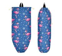 Bolsa deportiva de gimnasio con bolsillos con cremallera para hombre, fiesta, senderismo, Navidad, azul marino, rubor, flamenco, elementos de Navidad