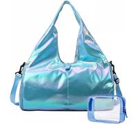 Bolsa deportiva de gimnasio para mujeres y niñas, bolsa de entrenamiento con compartimento para zapatos, bolsa de gimnasio impermeable con soporte para esterilla de yoga y pequeña bolsa transparente