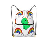 Bolsa deportiva de gimnasio resistente al agua con bolsillo frontal con cremallera para bailar, Dinosaurio - arcoíris, Talla única