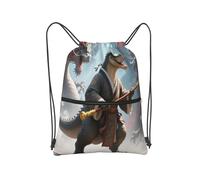 Bolsa deportiva de gimnasio resistente al agua con bolsillo frontal con cremallera para yoga, Dinosaurio guerrero, Talla única