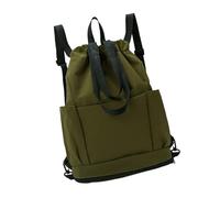 Bolsa deportiva de gran capacidad con cierre de cordón ajustable para entrenamientos, viajes al aire libre, diseño de acceso rápido, mochila de viaje plegable, elegante mochila simple, Verde militar