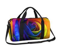 Bolsa deportiva de lona colorida para fin de semana con rosas arcoíris, bolsa de viaje casual, bolsa de viaje para gimnasio, bolsa de lona para niños, niñas, niños, mujeres y hombres