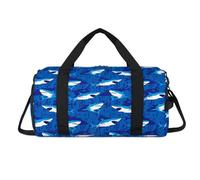Bolsa deportiva de lona con compartimento para zapatos, diseño de animales marinos, tiburones, para fin de semana, viajes, gimnasio, organizador de equipaje, para mujeres, hombres, niños y niñas