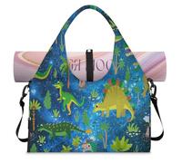Bolsa deportiva de lona con compartimento para zapatos, diseño de dinosaurio, divertida bolsa de fin de semana para pasar la noche, para gimnasio, yoga, viajes, color, L, Bolsa de viaje