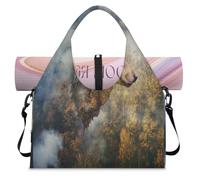 Bolsa deportiva de lona con compartimento para zapatos, diseño de lobo, para fin de semana, para llevar la noche, para gimnasio, yoga, viajes, color, L, Bolsa de viaje