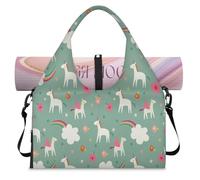 Bolsa deportiva de lona con compartimento para zapatos, diseño de unicornios mágicos, para fin de semana, durante la noche, para gimnasio, yoga, viajes, color, L, Bolsa de viaje