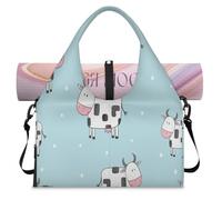 Bolsa deportiva de lona con compartimento para zapatos, diseño de vacas divertidas para fin de semana, para llevar al gimnasio, yoga, viajes, color, L, Bolsa de viaje