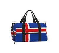 Bolsa deportiva de lona con compartimento para zapatos, ligera, para gimnasio, fin de semana para hombres y mujeres, bolsa de viaje impermeable con bolsillo para mojado, diseño de bandera de Islandia