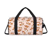 Bolsa deportiva de lona con compartimento para zapatos, lindo perro Corgi para pasar la noche, para fin de semana, viajes, gimnasio, organizador de equipaje para mujeres, hombres, niños y niñas