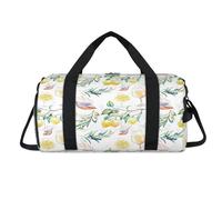 Bolsa deportiva de lona con diseño de anclas de ramas de limón con compartimento para zapatos, bolsas de fin de semana, viajes, gimnasio, organizador de equipaje para mujeres, hombres, niños y niñas