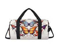 Bolsa deportiva de lona con diseño de animales y mariposas y flores, con compartimento para zapatos, bolsa de fin de semana, viajes, gimnasio, organizador de equipaje para mujeres, hombres, niños y
