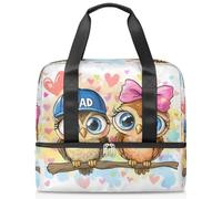 Bolsa deportiva de lona con diseño de búhos de dibujos animados para mujeres, hombres, niños y niñas, 21 L, para fin de semana, para viajes, gimnasio, yoga, color, Big, Organizador de bolsas