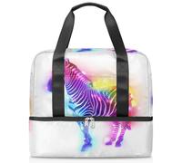 Bolsa deportiva de lona con diseño de cebra arcoíris para mujeres, hombres, niños y niñas, 21 L, para fin de semana, para viajes, gimnasio, yoga, color, Big, Organizador de bolsas