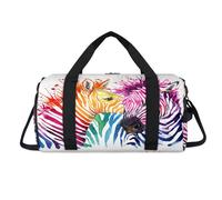 Bolsa deportiva de lona con diseño de cebra de acuarela con compartimento para zapatos, colorido y lindo bolso de fin de semana, bolsa de viaje para el gimnasio, organizador de equipaje para mujeres