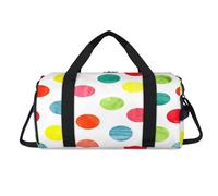 Bolsa deportiva de lona con diseño de círculos, con compartimento para zapatos, diseño de lunares coloridos, para fin de semana, viajes, gimnasio, organizador de equipaje para mujeres, hombres, niños