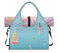 Bolsa deportiva de lona con diseño de delfines marinos y estrellas de mar para mujeres y hombres, bolsa de viaje con compartimento para zapatos, bolsa de hombro para yoga, gimnasio, viajes, color, L,