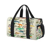 Bolsa deportiva de lona con diseño de dinosaurios, alfabetos, dinosaurios, fin de semana, bolsa de viaje informal, para viajes, gimnasio, para niños, niñas, niños, mujeres y hombres