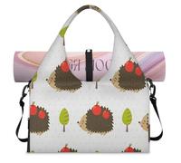 Bolsa deportiva de lona con diseño de erizo, manzanas para mujeres y hombres, bolsa de viaje de fin de semana con compartimento para zapatos, bolsa de hombro para yoga, gimnasio, viajes, color, L,