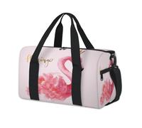 Bolsa deportiva de lona con diseño de flamencos, flores de flamenco, para fin de semana, para pasar la noche, para viajes, gimnasio, para niños, niñas, niños, mujeres y hombres