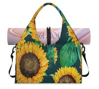 Bolsa deportiva de lona con diseño de girasoles para mujeres y hombres, flores amarillas, bolsa de fin de semana con compartimento para zapatos, bolsa de hombro para yoga, gimnasio, viajes, color, L,