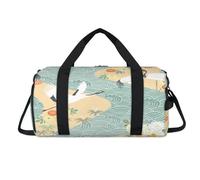 Bolsa deportiva de lona con diseño de grullas de flores japonesas con compartimento para zapatos, bolsa de fin de semana, bolsa de viaje para el gimnasio, organizador de equipaje para mujeres, hombres