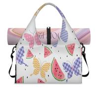 Bolsa deportiva de lona con diseño de mariposas y sandía para mujeres y hombres, bolsa de fin de semana con compartimento para zapatos, bolsa de hombro para yoga, gimnasio, viajes, color, L,
