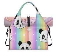 Bolsa deportiva de lona con diseño de panda arcoíris para mujeres y hombres, bolsa de fin de semana con compartimento para zapatos, bolsa de hombro para yoga, gimnasio, viajes, color, L, Organizador