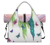 Bolsa deportiva de lona con diseño de pavo real y mariposa para mujeres y hombres, bolsa de viaje de fin de semana con compartimento para zapatos, bolsa de hombro para yoga, gimnasio, viajes, color,