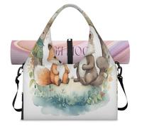 Bolsa deportiva de lona con diseño de zorro y ardilla para mujeres y hombres, bolsa de fin de semana con compartimento para zapatos, bolsa de hombro para yoga, gimnasio, viajes, color, L, Organizador