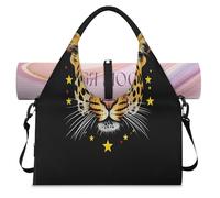 Bolsa deportiva de lona con estampado de leopardo y animales de acuarela para mujeres y hombres, bolsa de fin de semana con compartimento para zapatos, bolsa de hombro para yoga, gimnasio, viajes,