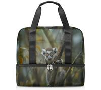Bolsa deportiva de lona con patrón de lémur de cola anular para mujeres, hombres, niños y niñas, 21 L, bolsa de viaje separada para viajes, gimnasio, yoga, color, Big, Organizador de bolsas