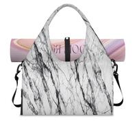 Bolsa deportiva de lona con textura de mármol blanco para mujeres y hombres, bolsa de fin de semana con compartimento para zapatos, bolsa de hombro para yoga, gimnasio, viajes, color, L, Organizador