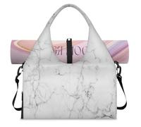 Bolsa deportiva de lona con textura de mármol blanco para mujeres y hombres, bolsa de fin de semana con compartimento para zapatos, bolsa de hombro para yoga, gimnasio, viajes, color, L, Organizador